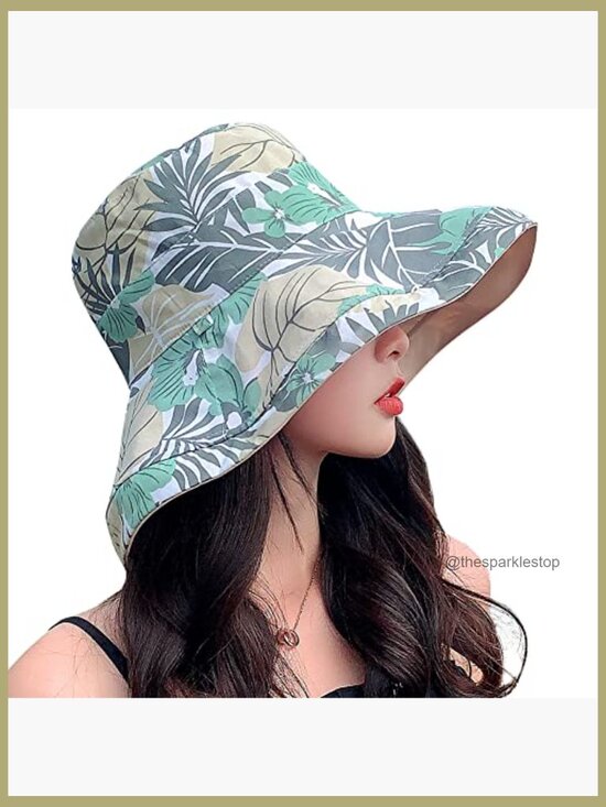 Reversible Floral Sun Hat with UV Protection UPF Packable Wide Brim Chin Strap